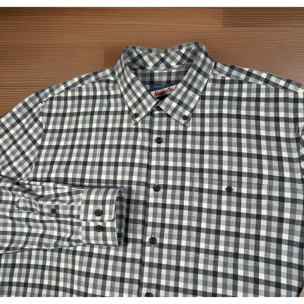 johnnie-O Mens Hangin' Out Shirt Men L Gingham Check Long Sleeve Button Down-EUC
